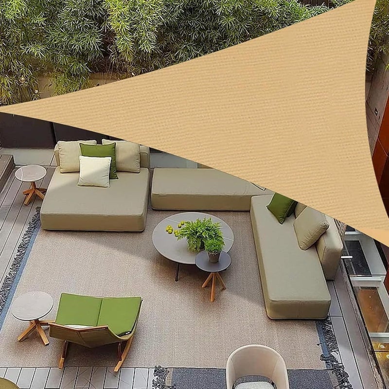 COOLBOYS 16' x 16' x 16' Sun Shade Sail Sand Triangle UV Block Outdoor Shade Canopy Sunshade for Patio Lawn Garden Carport Backyard Deck Pergola - Image 1